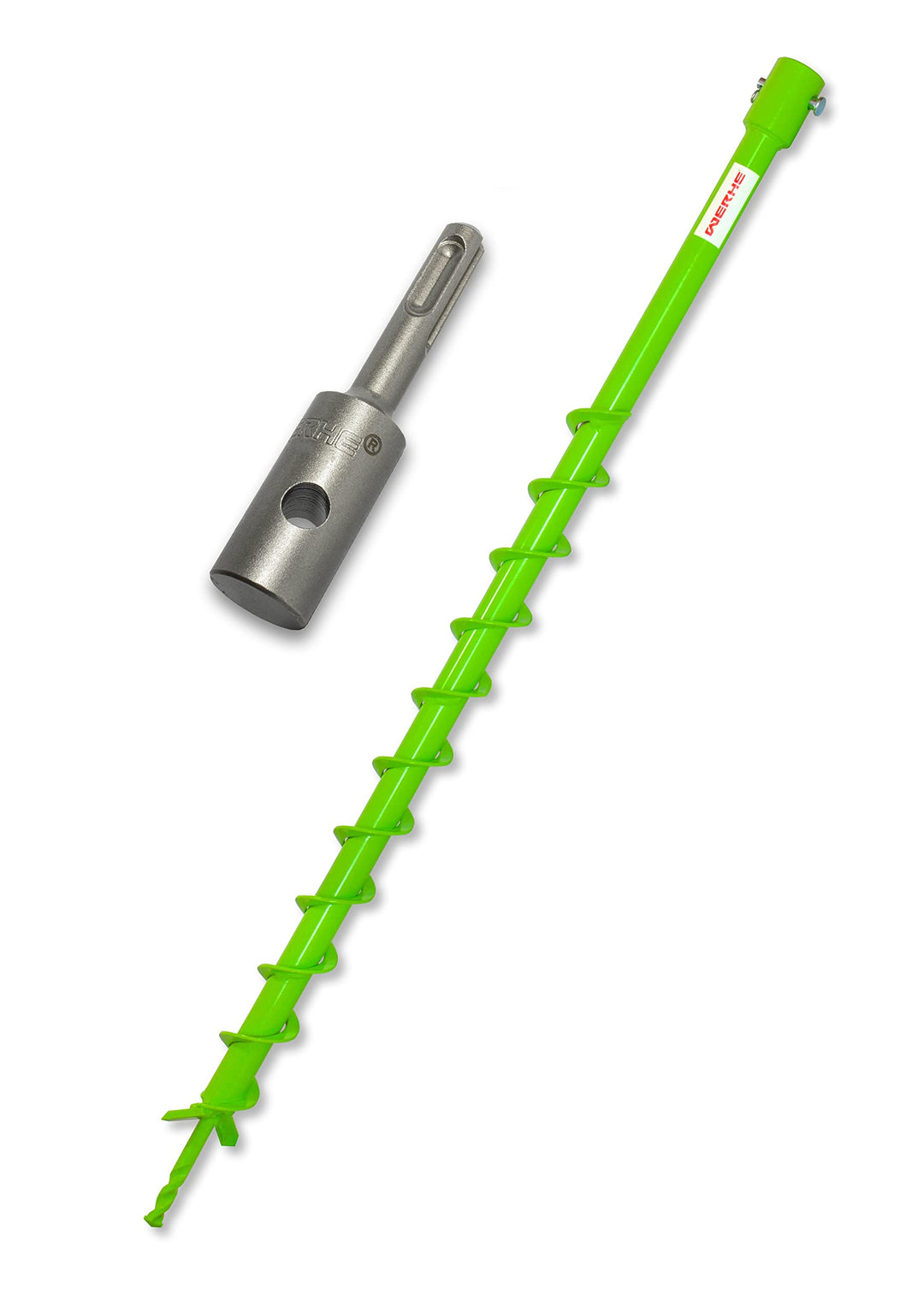 WERHE® Profi Bohrer VollStahl, Erdbohrer für bohrmaschine 40 mm extrem robust mit SDS Plus Adapter -