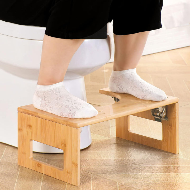 MallKing Toilettenhocker Erwachsene aus Bambus, Klohocker, Kackhocker, 7 Zoll, Toilettenhocker Klapp