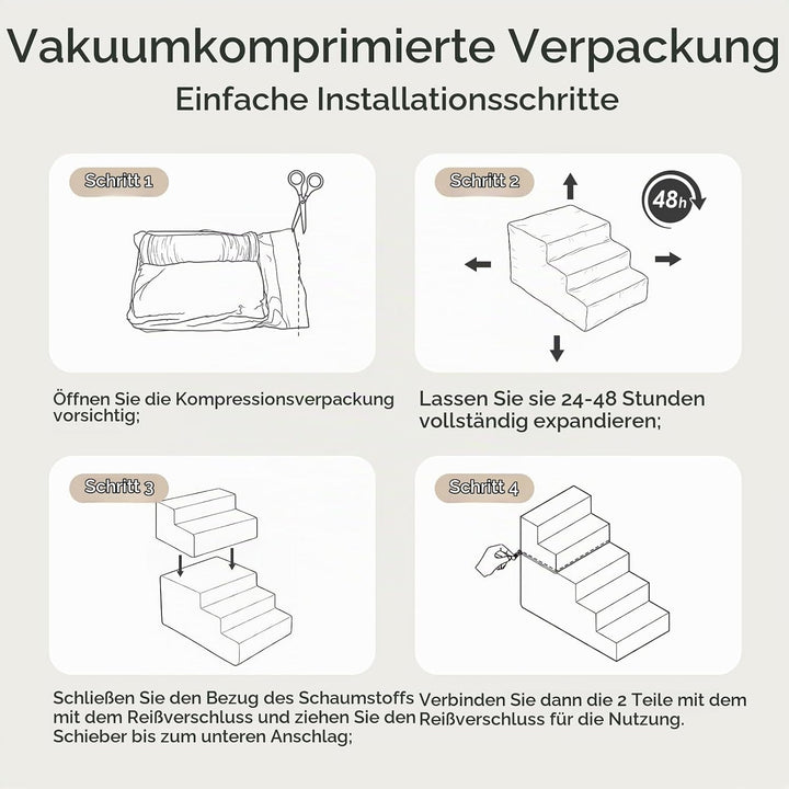Sytopia Haustiertreppe, 5 Stufen, Hochelastischer Schwamm, Waschbar Bezug, Hundetreppe Für Kleine Hu