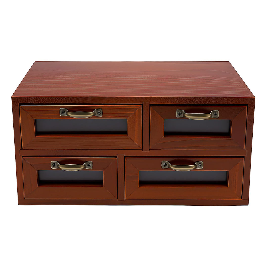 Holz Schubladenbox, Aufbewahrungschrank mit 4 Schubladen, Holz Schubladenschrank, Desktop-Organisato