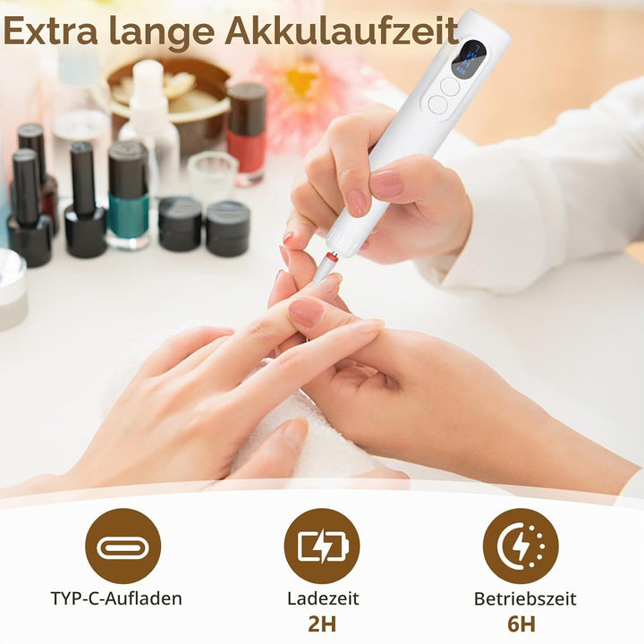 Nagelfräser Kabellos, Professioneller Elektrische Nagelfeile für Gelnägel Acrylnägel Maniküre Pedikü
