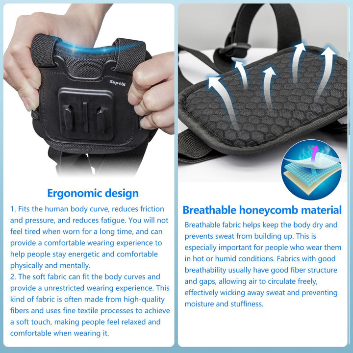 Suptig Handy-Brustgurt-Halterungs-Set für POV/VLOG, Handy-Clip für iPhone, Samsung, GoPro Hero 13, H