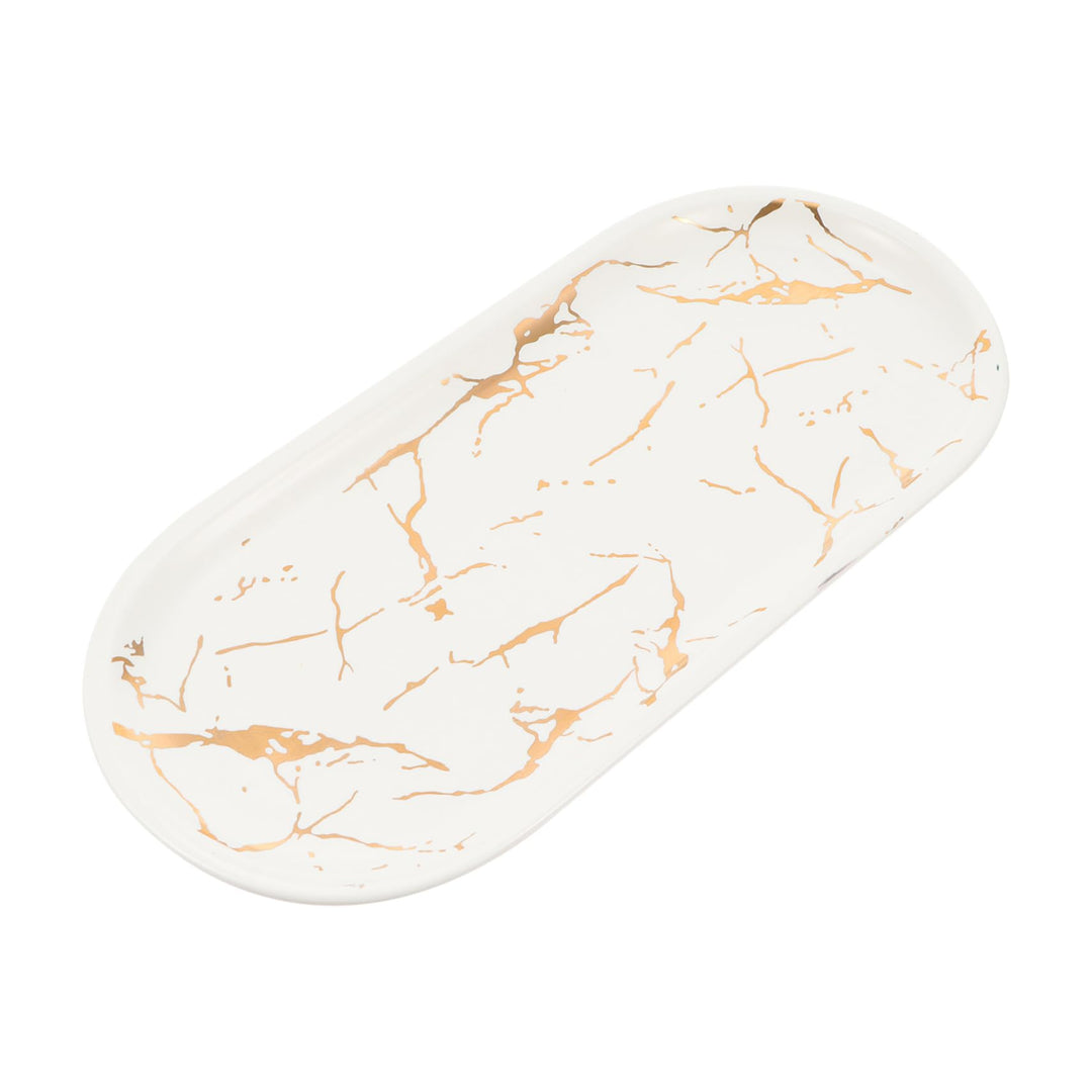 Marmoriertes Keramik-Servierteller 9.84X4.72X0.59 Zoll Leichtes Sushi-Tablett Für Schmuck-Display Un