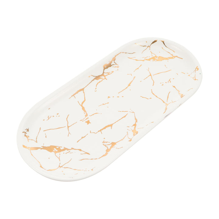 Marmoriertes Keramik-Servierteller 9.84X4.72X0.59 Zoll Leichtes Sushi-Tablett Für Schmuck-Display Un