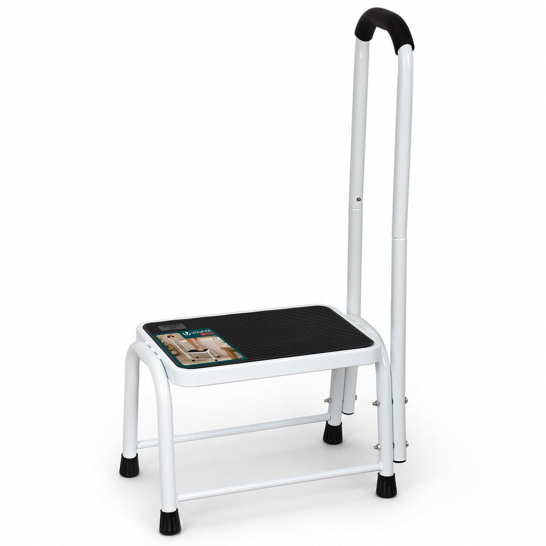 VOUNOT® Metall Tritthocker, Trittstufe mit Handlauf &amp; grosser Rutschfester Plattform, belastbar bis