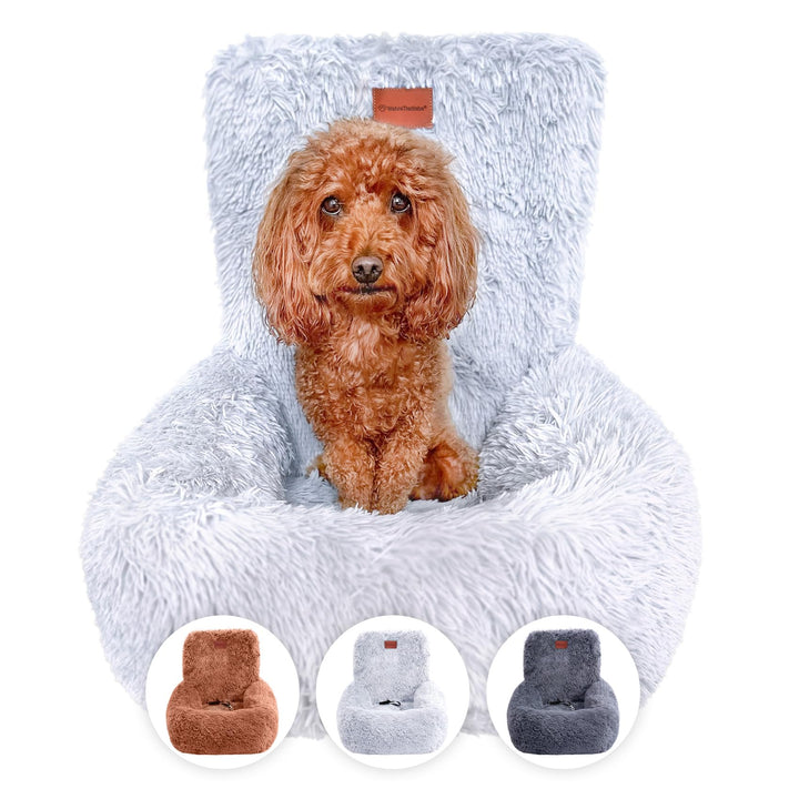 Wahre Tierliebe Hunde Autositz Fluffy inkl. Sicherheitsgurt - waschbarer Hundesitz Auto in schwarz/w