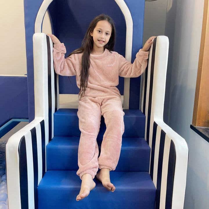 LACOFIA Kinder Jungen Mädchen Schlafanzüge Warme Polar Fleece Pyjama Set Kleinkind Winter Langarm Ha