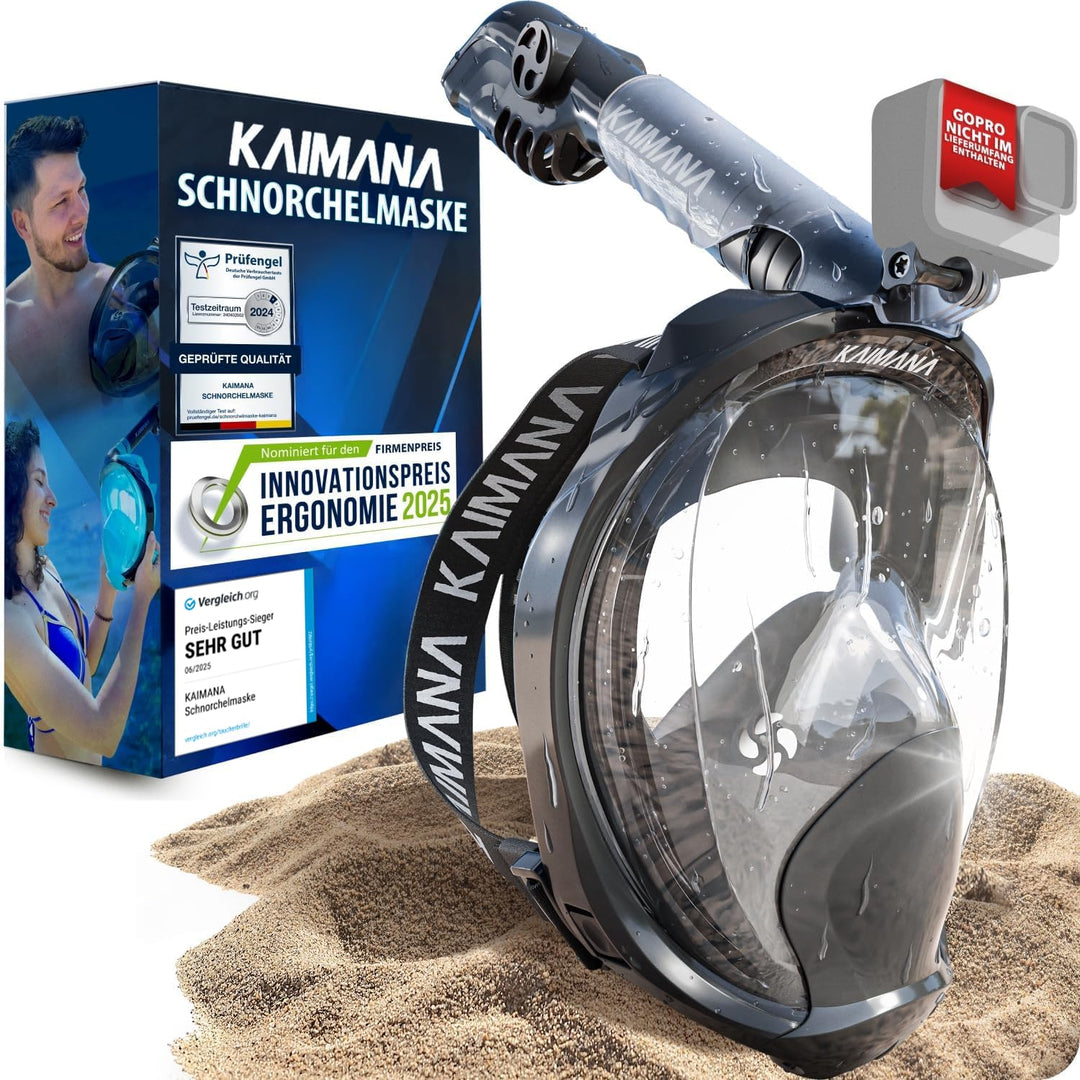 Die Preisgekrönte KAIMANA® Schnorchelmaske für Erwachsene & Kinder - absolut CO2 sicher - inkl. Trag