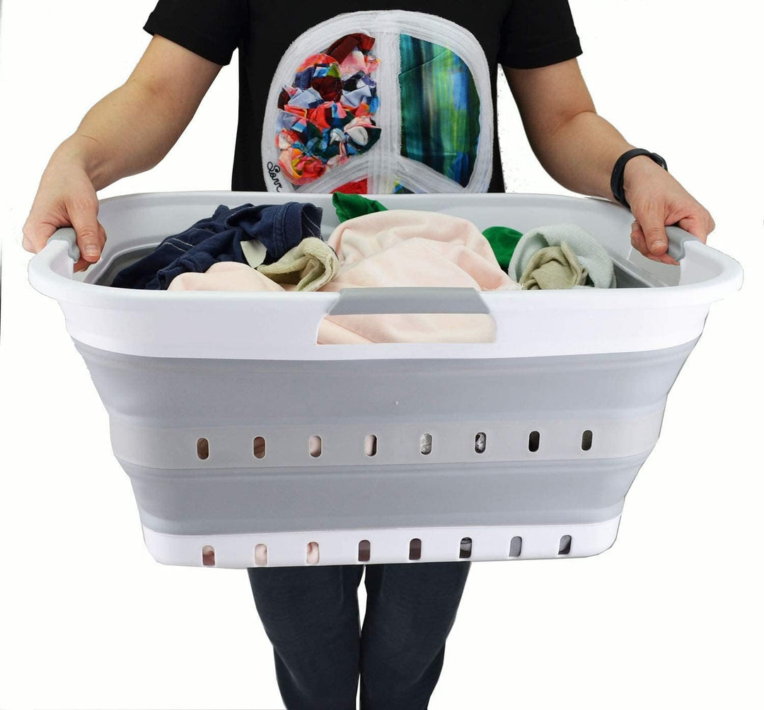 SAMMART 42L 2er-Set zusammenklappbarer Kunststoff-Wäschekorb-faltbarer Pop-Up-Aufbewahrungsbehälter/