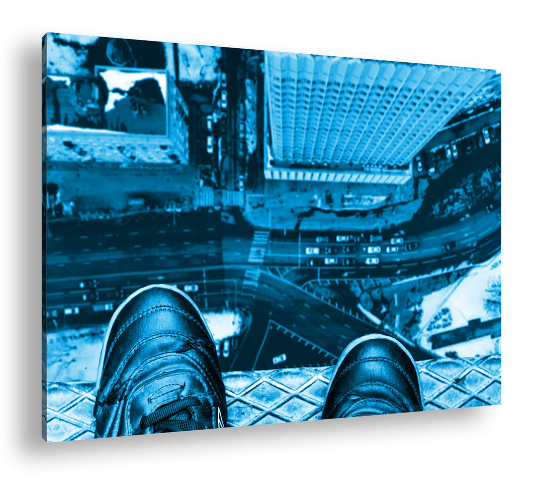 von den Dächern der Stadt Format: 80x60 Effekt: Monocrome Blau als Leinwand, Motiv fertig gerahmt au