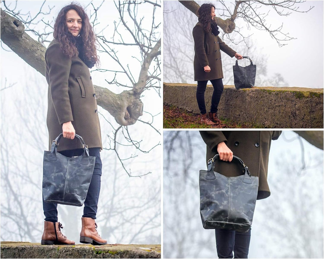 LECONI Henkeltasche Echt-Leder Vintage-Look Damentasche Handtasche für Damen Shopper für Freizeit, B