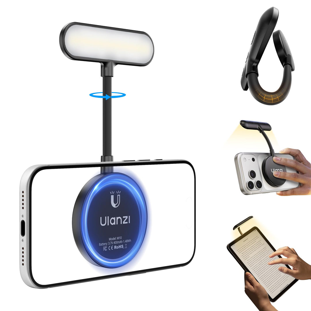 ULANZI M10 Magnetische Selfie Licht; Mini Flexible LED Handylicht, Clip-On Leseleuchte mit 5-stufig