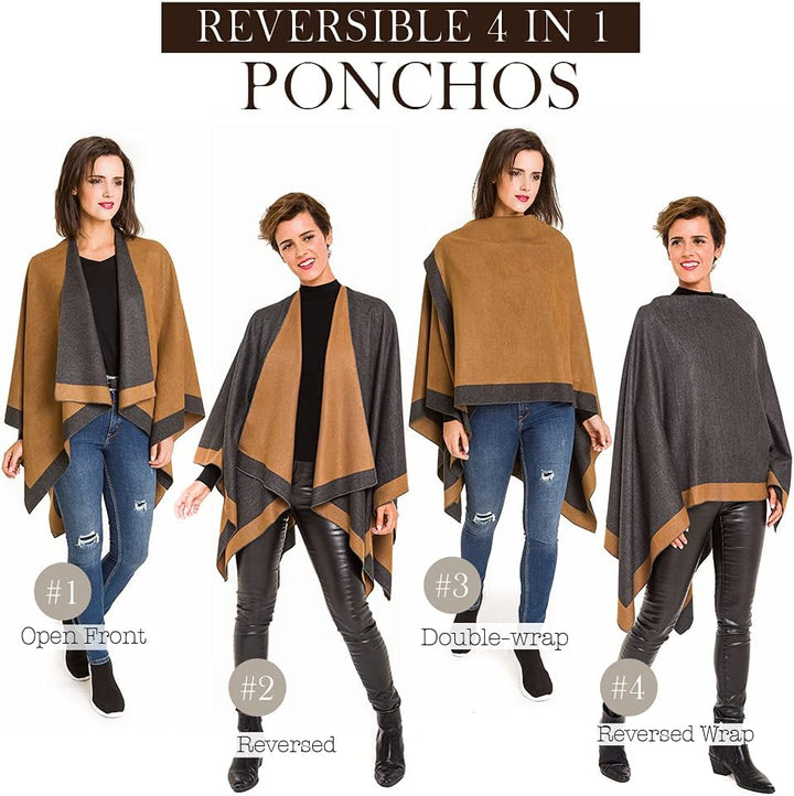 MELIFLUOS DESIGNED IN SPAIN Damen Schal Wrap Poncho Ruana Cape Cardigan Pullover Open Front für Früh