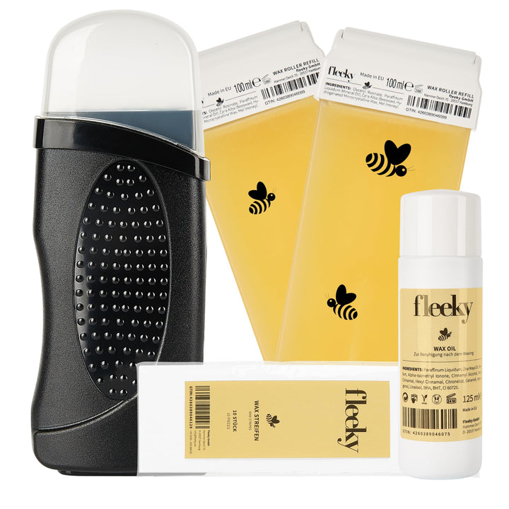 fleeky Wax Roller Kit - elektrisches Roll on Komplett-Set mit Warmwaxgerät für seidenglatte Haut on