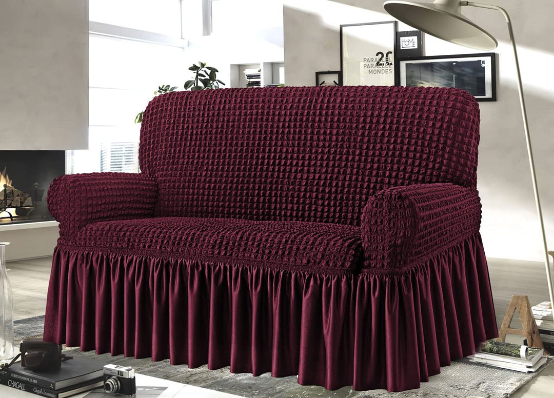 BIANCHERIAWEB Voila Sofaüberwurf aus Canvas, 2-Sitzer Bordeaux, Bordeaux