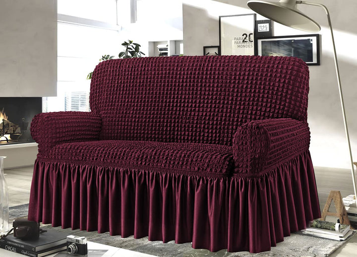 BIANCHERIAWEB Voila Sofaüberwurf aus Canvas, 2-Sitzer Bordeaux, Bordeaux