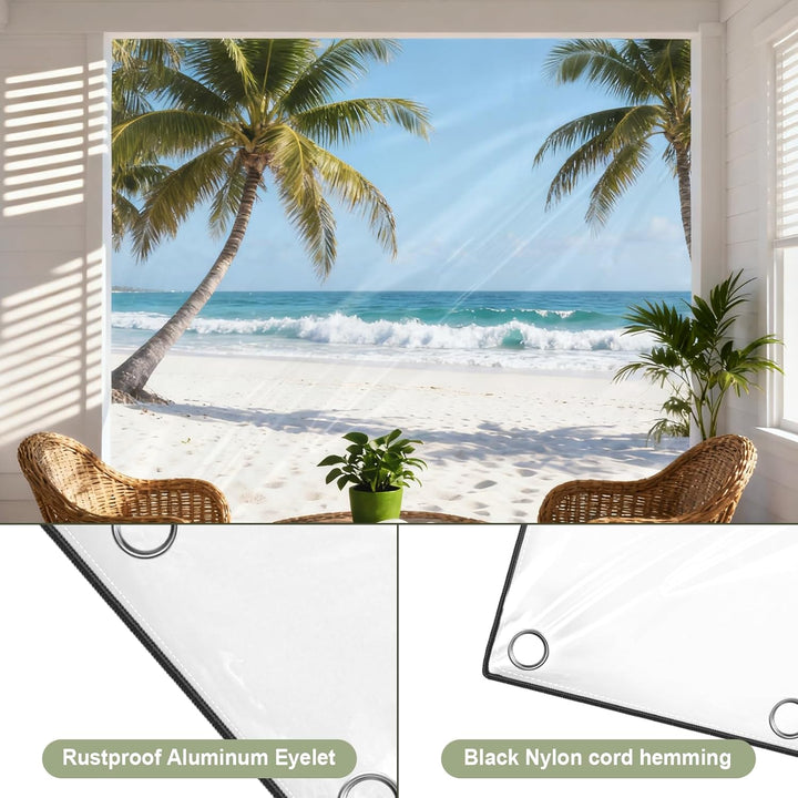 Wasserdichtes Transparent Plane mit Ösen, Klare PVC Wetterfeste Abdeckplane, Reissfeste Vorhang für