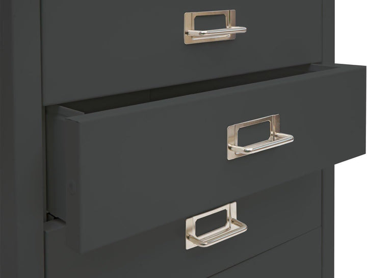 PROREGAL Rollcontainer, HxBxT 115x40x41 cm, Metall 8 Schubladen, Dunkelgrau, Schubladenschrank Stahl