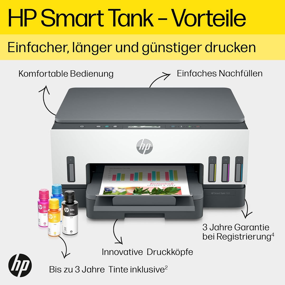 HP Smart Tank 7005 Multifunktionsdrucker (Drucker, Scanner, Kopierer, WLAN, AirPrint, Duplex, inklus