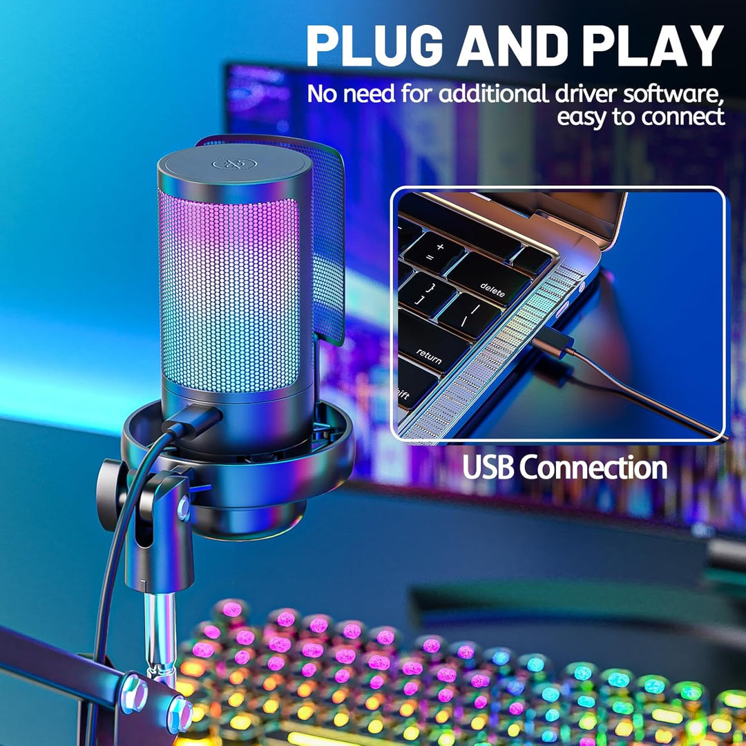 Anykuu Kondensator Microphone Kit Professional, 192kHZ/24 USB Gaming Mikrofon PC Streaming Podcast U
