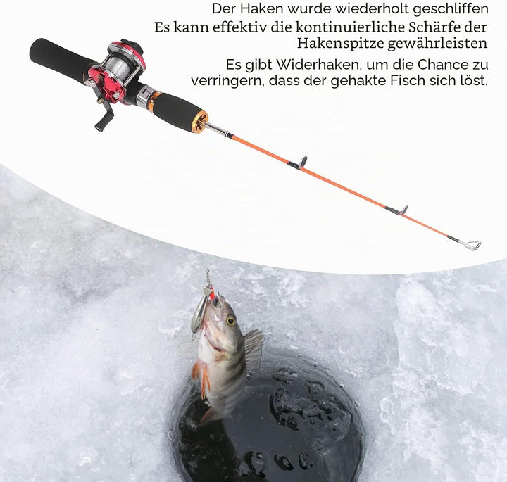 Keenso Winter-Eisangelrute Angelrolle mit Angelschnur Eisangelhaken Eisschaufel Kombinationsausrüstu