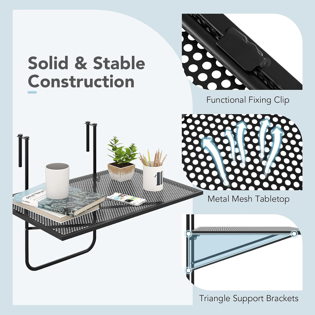 GIANTEX Balkontisch klappbar Hängetisch, Balkonhängetisch 60,5 x 50,5cm, Klapptisch Gartentisch zum