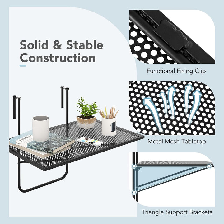 GIANTEX Balkontisch klappbar Hängetisch, Balkonhängetisch 60,5 x 50,5cm, Klapptisch Gartentisch zum