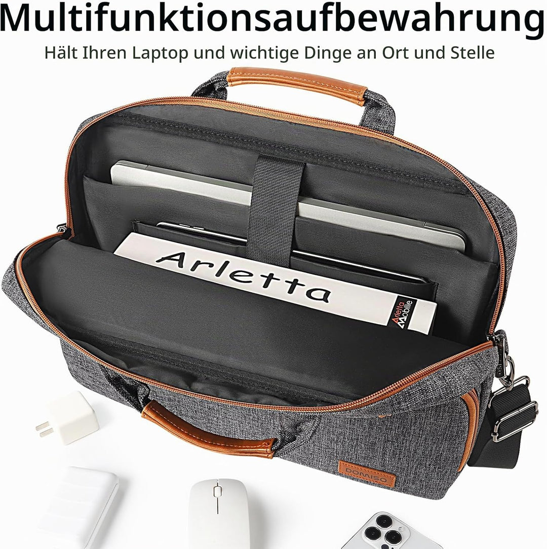 DOMISO 15-15,6 Zoll Wasserdicht Laptop Tasche Aktentasche Schultertasche Notebooktasche für 15.6" Le