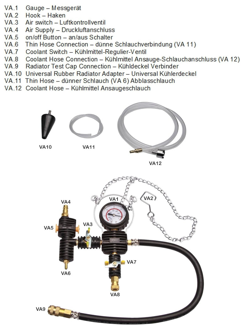 28 tlg. Kühlsystemtester Kühlsystem Tester Kühler Abdrückgerät