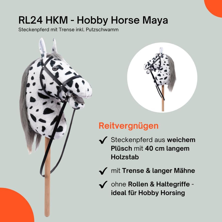 RL24 HKM - Hobby Horse Maya inkl MagicBrush | Steckenpferd mit Trense | Spielpferd aus Plüsch mit Ho