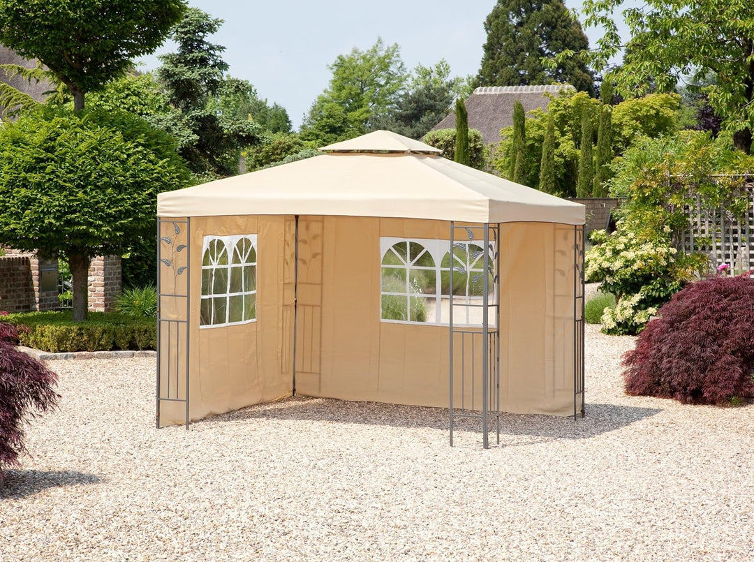 greemotion Seitenwand Livorno mit Fenstern beige, Seitenplanen im zweier Set, Seitenteile aus strapa