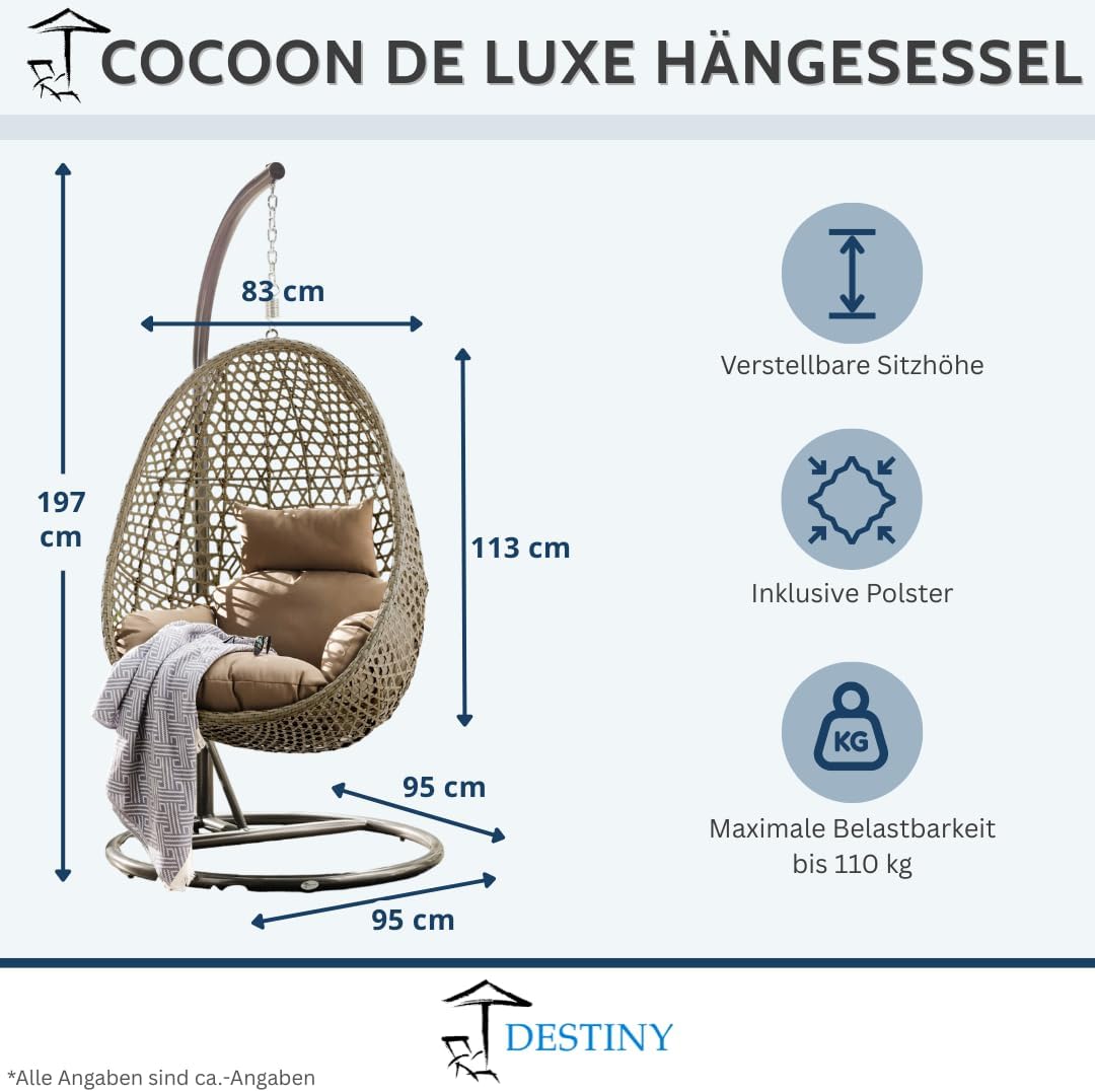 Destiny Cocoon De Luxe Hängesessel Polyrattan Sessel Hängeschaukel