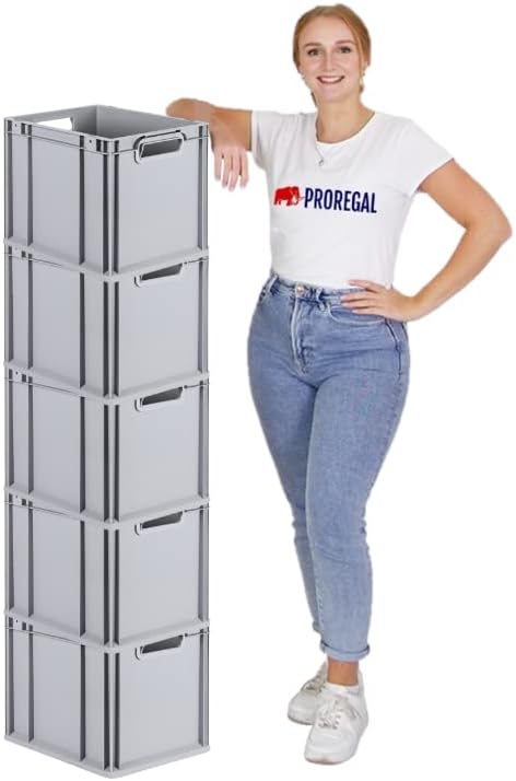 PROREGAL SuperSparSet 5x Eurobox NextGen Grip | HxBxT 32x30x40cm | 30 Liter | Griffe offen | Glatter