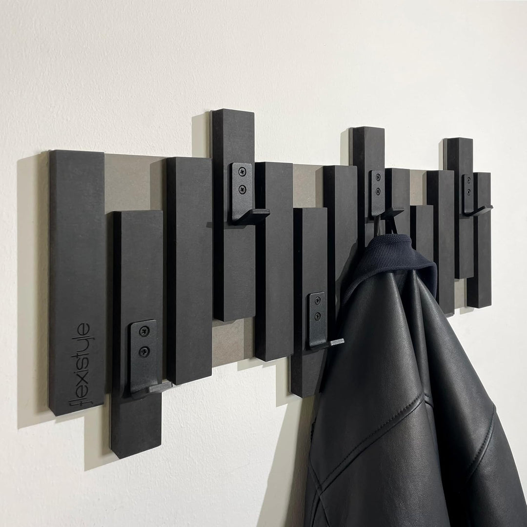 FLEXISTYLE Kleiderhaken Wand Wandgarderobe design Lamellen Flurgarderobe Garderobe Flur Holz MDF des