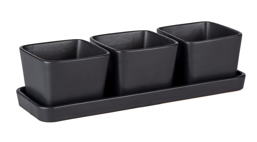 WENKO Snack & Dip Schalen Set, 4-teilig, 3 x 300 ml Schälchen mit Tablett, Für Tapas, Snacks & Finge