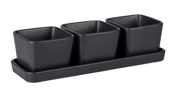 WENKO Snack & Dip Schalen Set, 4-teilig, 3 x 300 ml Schälchen mit Tablett, Für Tapas, Snacks & Finge