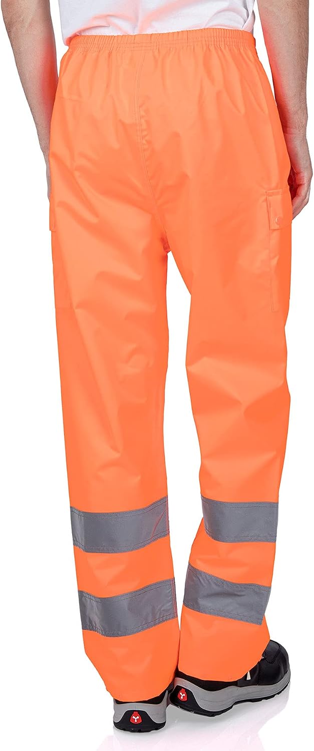 Mivaro Herren Warnschutz Regenhose Regenarbeitshose EN ISO 20471 XL Neonorange, XL Neonorange