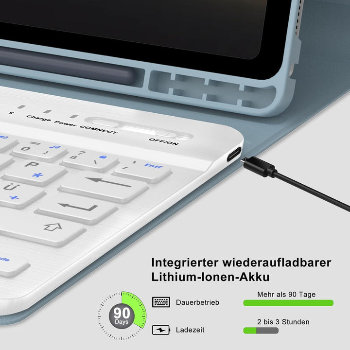 Tastatur Hülle für Samsung Galaxy Tab A9 8.7'' 2023, QWERTZ Deutsches Tastatur Magnetische Wireless
