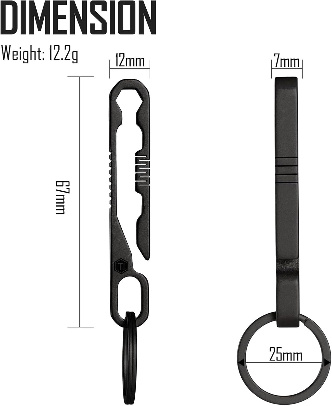 KeyUnity KM07 Titan-Schlüsselanhänger, Taschenclip, 2-in-1-Schlüsselringhalter für Gürtel mit Sechsk
