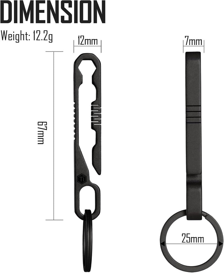 KeyUnity KM07 Titan-Schlüsselanhänger, Taschenclip, 2-in-1-Schlüsselringhalter für Gürtel mit Sechsk