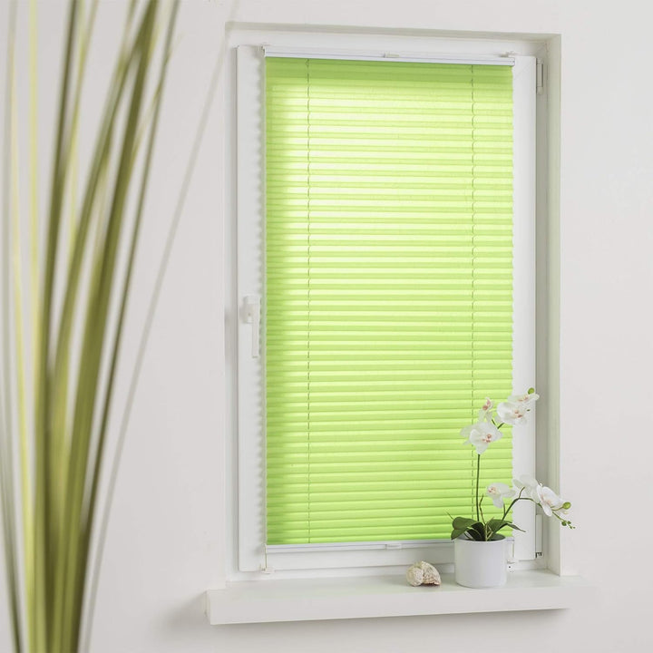 Liedeco® Plissee verspannt mit Klemmträger / 90 x 150 cm Apple Green (grün) (Breite x Höhe) / lichtd