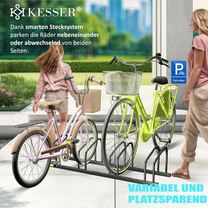 KESSER® Fahrradständer für 4 Fahrräder inkl. Parkschild | Mehrfachständer mit 37cm Radabstand für 30