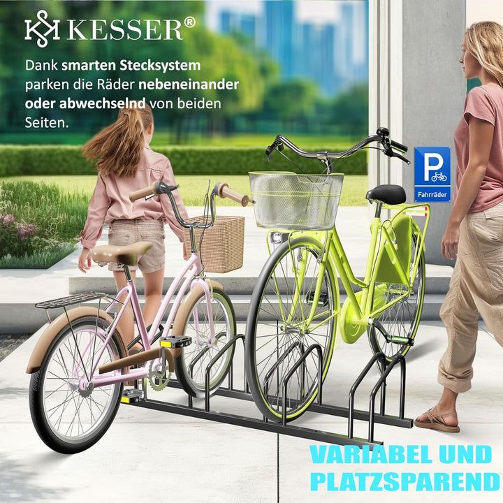 KESSER® Fahrradständer für 6 Fahrräder inkl. Parkschild | Mehrfachständer mit 37cm Radabstand für 30