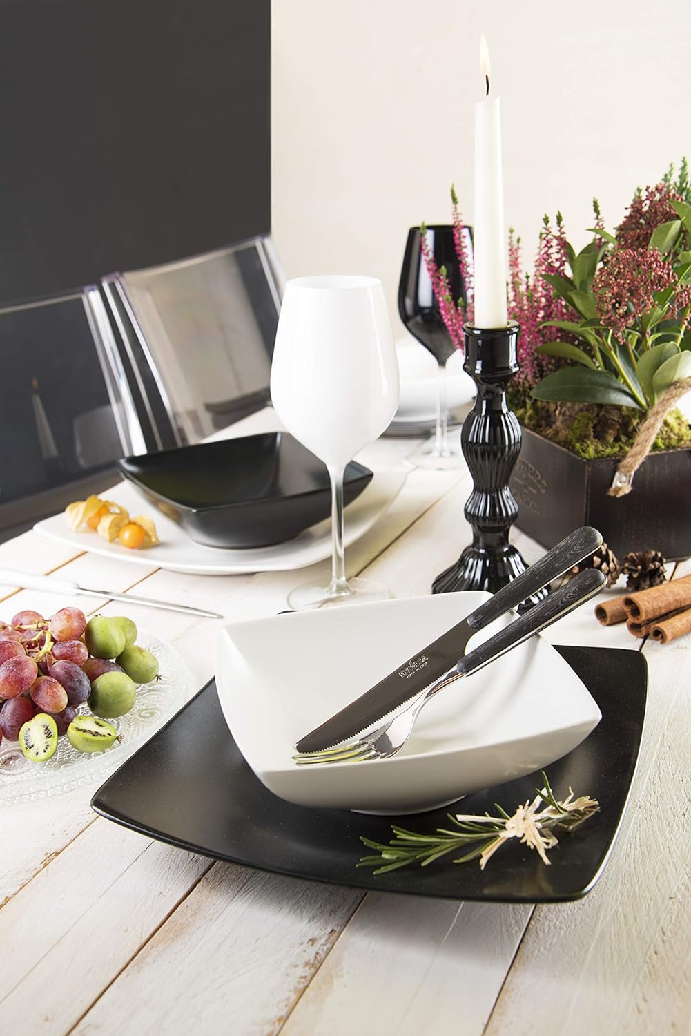 Brunch Time Geschirr 18 tlg. Set Eclipse Schwarz,weiss Singles, Schwarz,weiss Singles