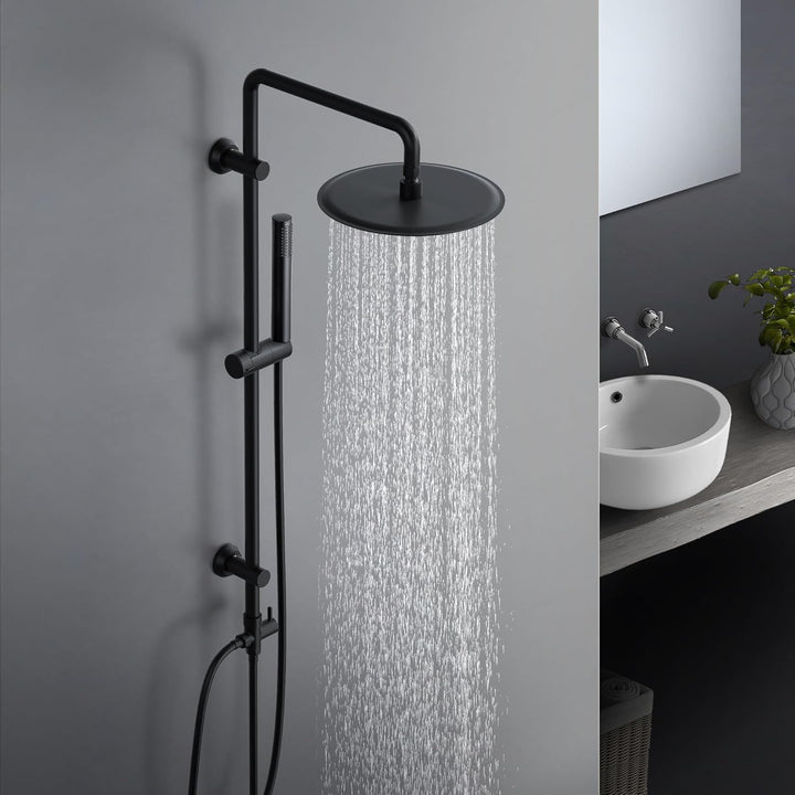 Görbach Regendusche Duschsystem ohne Armatur, Edelstahl Duschset mit 92cm Duschstange, Rund Überkopf