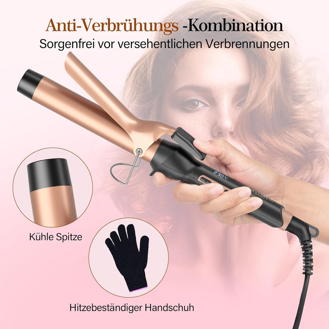 BESTOPE PRO Lockenstab 32mm, Lockenstab Grosse Locken Antistatischer Tourmalin-Keramik-Welleneisen L