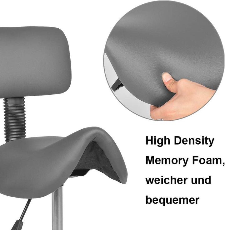 Mingone Sattelhocker mit Rückenlehne Drehhocker Arbeitsstuhl Ergonomisch Bürohocker mit Rollen Satte
