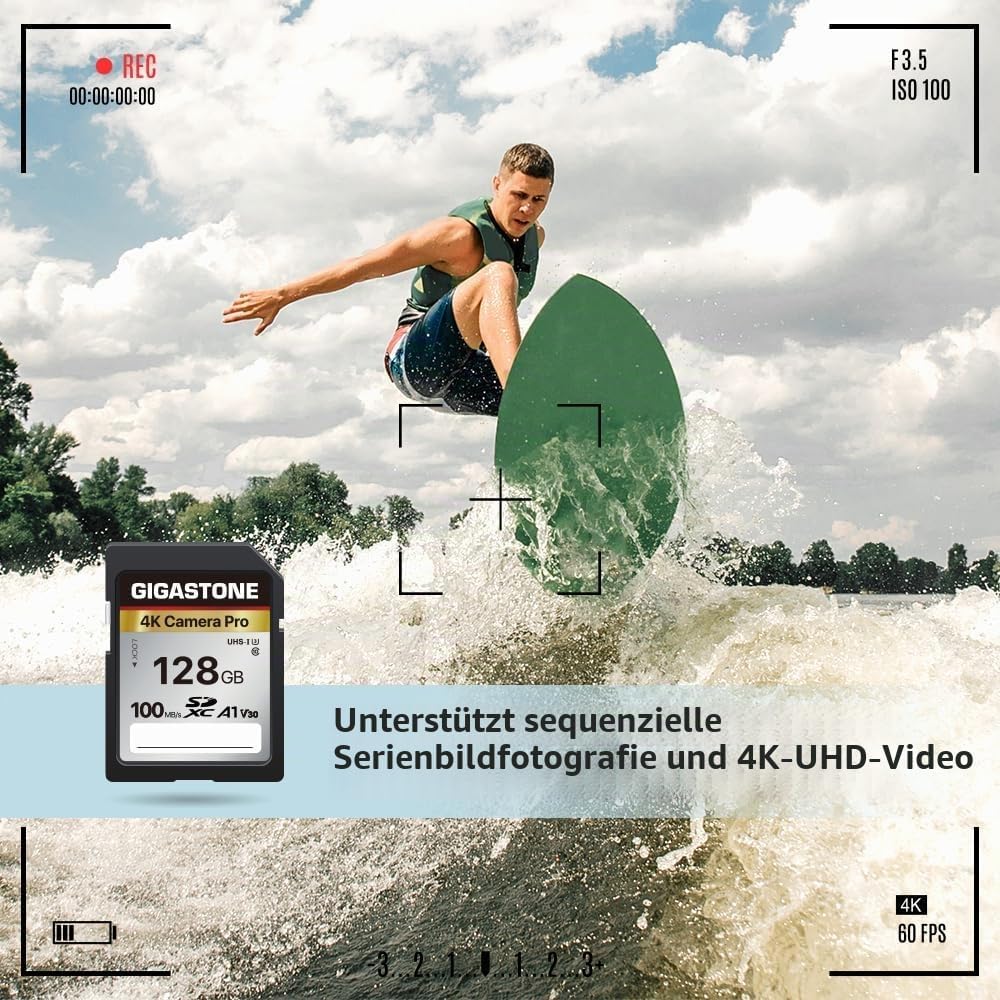 GIGASTONE 128GB SDXC Speicherkarte mit USB-Typ-C-Kartenleser, 4K Kamera Pro, bis zu 100 MB/s, für Vi