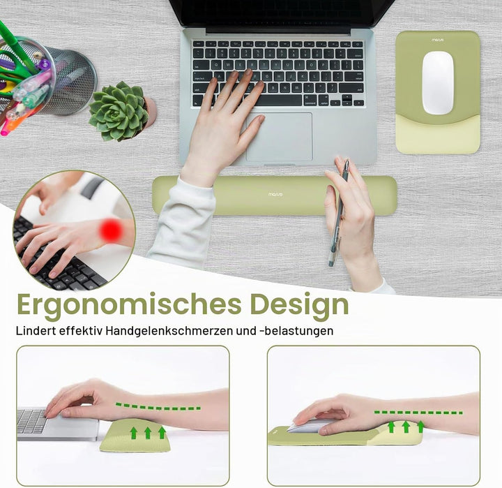 MOSISO Handballenauflage für Mauspad & Tastatur Set – Rechteckig Ergonomisches Mauspad & Handauflage
