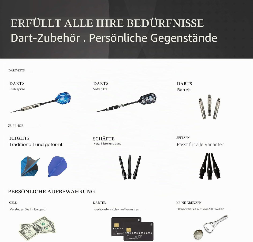 Casemaster, Sentinel Dartetui mit EVA-Schaumstoff-Aussenhülle, bietet Platz für 6 Dartpfeile und zus